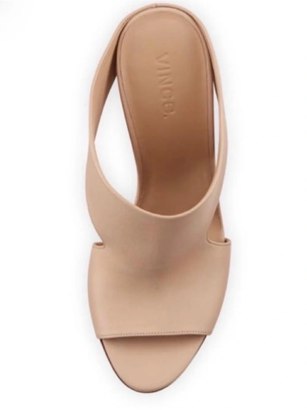 Vince Blush Tan Leather Open-Toe Wedge Mules